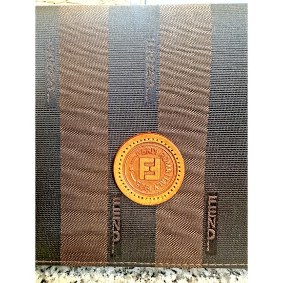 Fendi Pecan Stripe Clutch & Wallet Set | Vintage Designer Monogram - Picture 3 of 11
